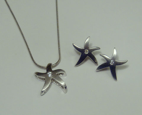 Dancing Starfish Necklace & Earrings by Roxanne Beebe