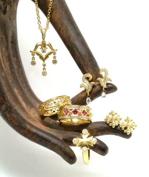 18k gold collection Featuring Diamonds, Rubies, Emerald, & Sapphire