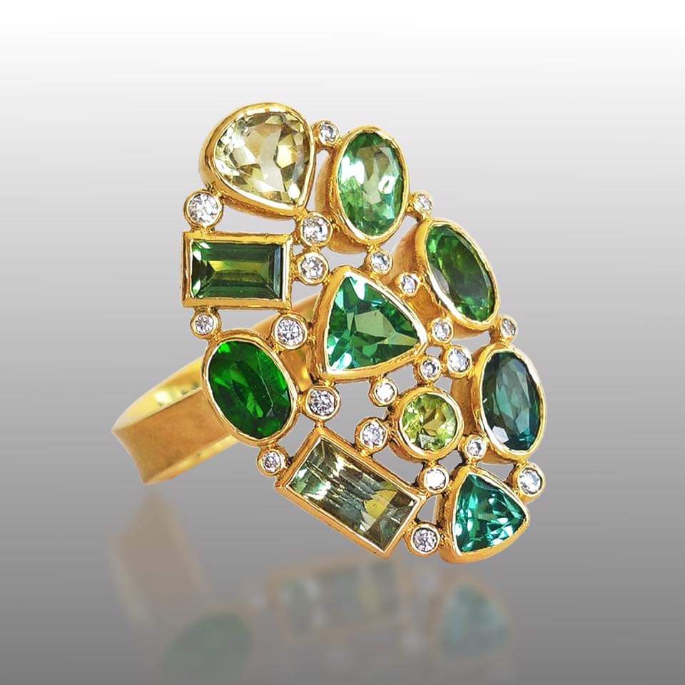 18k Emerald and Diamond Kaleidoscope Ring