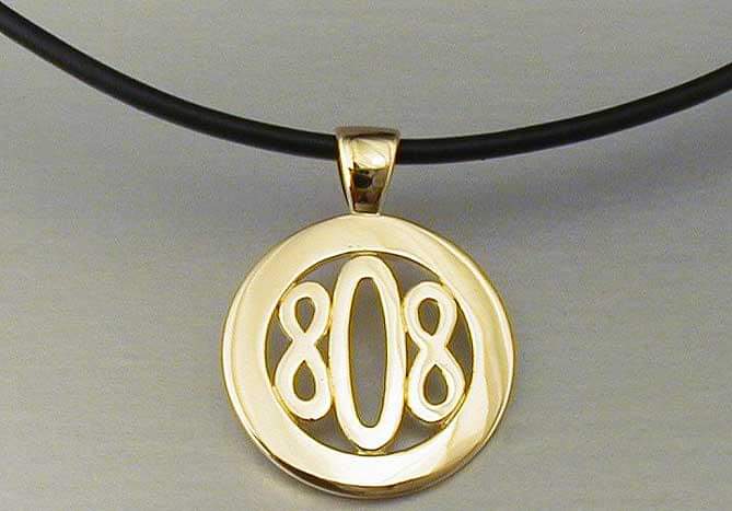 14k gold 808 area code necklace